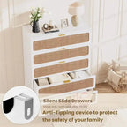 Rattan 5 Drawer Dressers for Bedroom, Hallway