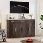 Buffet de cuisine Celebalcony avec rangement, grand buffet de cuisine de 135,6 cm avec 3 tiroirs et 4 portes, étagère réglable pour cuisine, salon