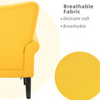 Fauteuil d'appoint moderne Erommy, fauteuil à dossier haut, canapé simple en tissu rembourré avec boutons et pieds en bois pour salon