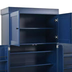 Garde-manger de cuisine autoportant 77H, armoire de rangement de style ferme avec étagères réglables, étagères de porte, tiroirs et casiers à vin - ModernLuxe