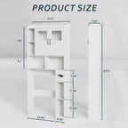 Meuble de rangement pour toilettes – Organisateur de salle de bain de style ferme de 171 cm de haut avec étagère réglable et porte en verre pour salle de bain, buanderie