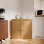 Meuble d'angle Dovelina avec étagères réglables, buffet, meuble à vin, meuble de cuisine et de salle à manger avec portes en bois - 31H x 31L, 36H x 31L