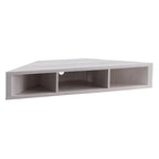 Meuble TV d'angle flottant 47", 3 étagères, style transitoire, fixation murale peu encombrante