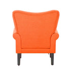 Fauteuil d'appoint moderne Erommy, fauteuil à dossier haut, canapé simple en tissu rembourré avec boutons et pieds en bois pour salon