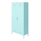 Armoire de rangement haute en métal à 2 portes, orange/rose, 1 personne