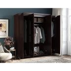 Palace Imports Kyle Armoire 4 portes 100 % en bois massif avec portes en bois massif ou portes miroir