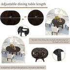 Table de salle à manger ronde extensible de style ferme avec 16 rallonges en bois