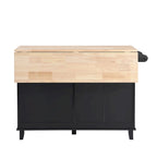Ensemble d'îlot de cuisine TOPMAX avec abattant et 2 tabourets, ensemble de table à manger avec étagère réglable, tiroirs et porte-serviettes