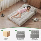 Canapé-lit futon pliant entièrement en velours côtelé, chaise de couchage convertible au sol avec oreiller et dossier