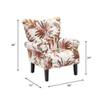 Fauteuil d'appoint moderne Erommy, fauteuil à dossier haut, canapé simple en tissu rembourré avec boutons et pieds en bois pour salon