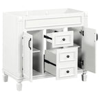 Meuble-lavabo de salle de bain moderne de 91 cm avec lavabo et armoire de toilette, 2 portes et 2 tiroirs