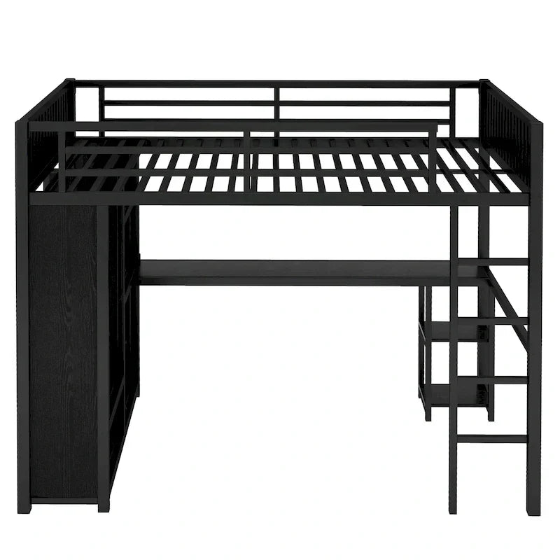 Lit mezzanine taille XL avec armoire intégrée