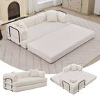 Canapé-lit convertible 4-en-1, matelas de sol pliant sans cadre en velours côtelé de 79 po avec oreiller, causeuse sans assemblage pour petit appartement