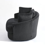 Lot de 2 fauteuils pivotants ronds surdimensionnés en velours côtelé moelleux de 43 po de large avec oreillers