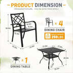 SUNCROWN Salon de jardin 5/7 pièces en acier avec table à lattes métalliques et chaises empilables Structure thermolaquée