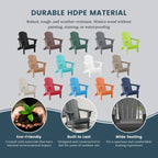 Chaise Adirondack pliante d'extérieur tout temps Polytrends Laguna résistante à la décoloration pour patio