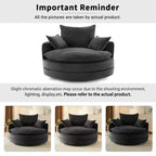 Fauteuil d'appoint pivotant à 360°, Fauteuil pivotant rond en forme de baril avec coussin pour salon