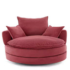 Fauteuil d'appoint pivotant à 360°, Fauteuil pivotant rond en forme de baril avec coussin pour salon
