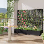 MAYEERTY Jardinière avec treillis en fer noir, ligne parallèle 01, style combiné classique à persiennes, 183x119x41cm, ensemble de 3 pièces