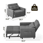 Canapé-lit convertible 3-en-1, Canapé-chaise dépliable, Lit pliant convertible pour salon