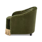 Jennifer Taylor Home Serena fauteuil d'appoint avec dossier capitonné et franges, velours performant vert olive, 80 cm