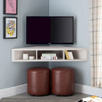 Meuble TV d'angle flottant 47", 3 étagères, style transitoire, fixation murale peu encombrante