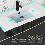 Meuble-lavabo de salle de bain Wavy Line 30/36/48 avec évier et robinet