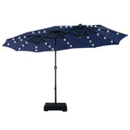 MAISON ARTS Parasol excentré rectangulaire de 4,5 m avec manivelle, parasol de marché double face d'extérieur avec lumières LED solaires et base incluse