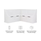 Banquette de coin-repas Linon Tobin traditionnelle en bois massif sans dossier avec coussin blanc - Linon