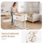Berceau à roulettes – Beige / Gris / Rose, cododo, pour 1 bébé