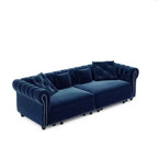 Canapé-lit gigogne 3-en-1 King Size Whisen Velvet et canapé convertible avec pouf mobile, design capitonné