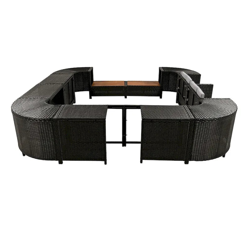 Canapé d'angle d'extérieur en rotin pour spa, forme quadrilatérale