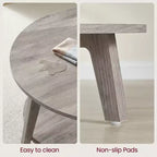 Table basse ronde marron miel avec 2 niveaux de rangement, mesurant 80 x 45 cm, idéale pour le salon