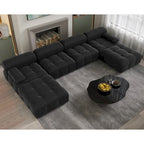 138 Canapé sectionnel modulable convertible, canapés et sofas minimalistes en velours en forme de U