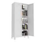 Homy Casa Meuble de rangement à 4 portes avec panneaux en rotin et étagères réglables pour salon, salle à manger ou entrée, Noir et Naturel