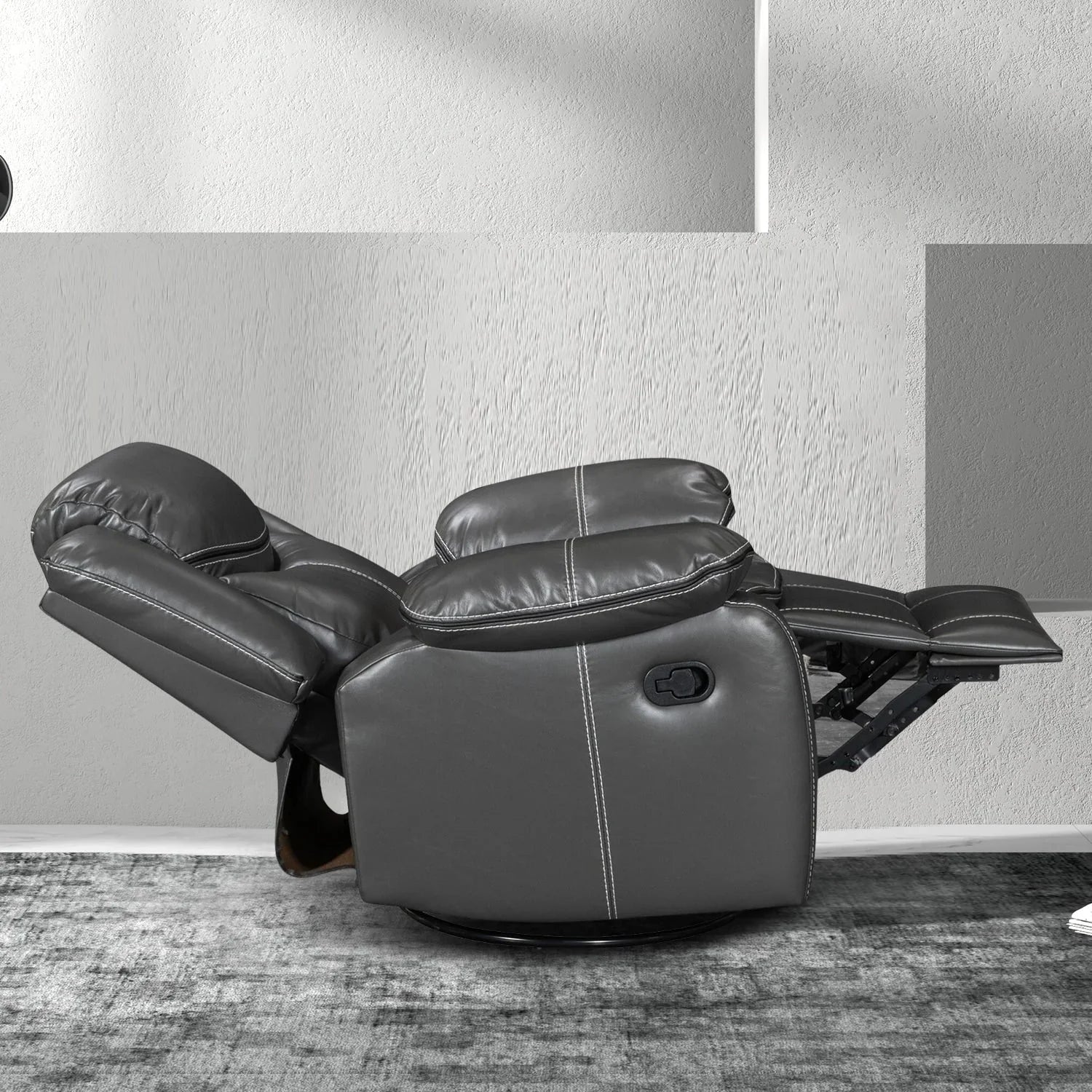 Fauteuil inclinable massant et chauffant en cuir, assise large et durable