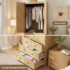 COZONY Armoire penderie avec 3 tiroirs et 2 portes, Placard de rangement moderne en bois pour chambre à coucher, Armoire sur pied blanche robuste