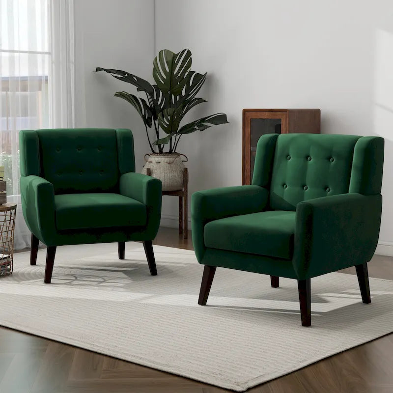 Lot de 2 fauteuils de salon en velours avec accoudoirs