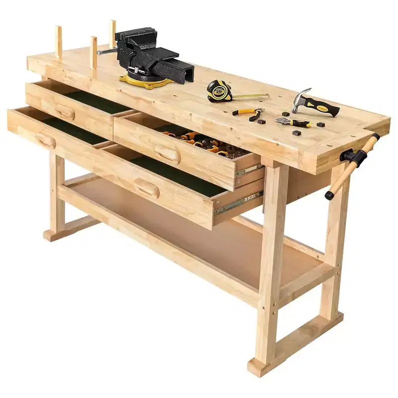 Établi en bois d'hévéa Olympia Tools 60, 4 tiroirs, capacité de 204 kg