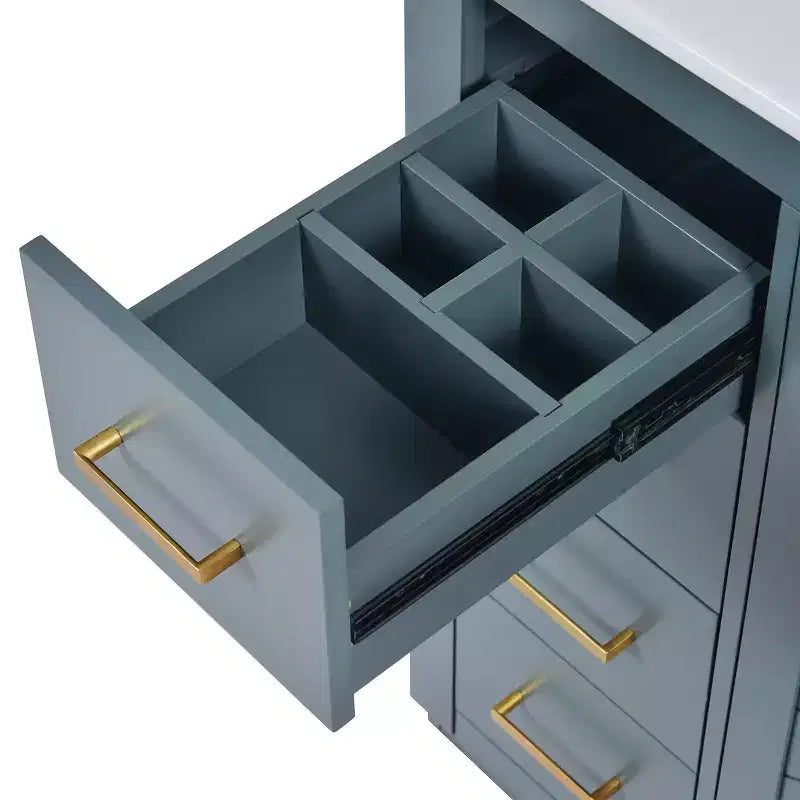 Meuble-lavabo simple de 76 cm avec armoire et 3 tiroirs – Noir / Bleu / Vert / Indigo / Blanc