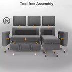 Canapé-lit sectionnel Dyonery 81, canapé-lit escamotable en forme de L avec méridienne de rangement réversible, USB, dossier inclinable