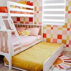 Lit superposé Max & Lily une place au-dessus d'un lit double avec lit gigogne, lits superposés pour enfants en bois massif de style scandinave