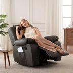 Fauteuil inclinable massant et chauffant en cuir, assise large et durable