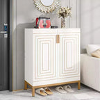 Meuble à Chaussures pour 20 Paires, Armoire de Rangement Moderne à 6 Niveaux avec Portes, Organisateur d'Entrée Autonome, Blanc et Or