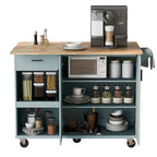 Îlot de cuisine avec plan de travail pliable, desserte de rangement de cuisine avec étagère coulissante, porte-serviettes et tiroir, roulettes.