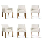 Lot de 6 chaises de salle à manger capitonnées avec accoudoirs, fauteuils modernes en lin avec pieds en bois, chaises d'appoint pour salle à manger, salon – Panipeachy