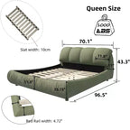 MAYEERTY Lit plateforme de luxe Queen Size tapissé avec tête de lit rembourrée surdimensionnée et cadre en bois massif Vert