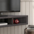 Meuble TV d'angle flottant 47", 3 étagères, style transitoire, fixation murale peu encombrante