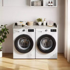 Comptoir pour lave-linge-sécheuse, dessus de machine à laver avec bord surélevé et tapis antidérapant pour le rangement des paniers à linge et l'organisation de la buanderie