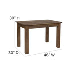 Table de salle à manger de ferme rectangulaire en pin massif 46 x 30 Flash Furniture